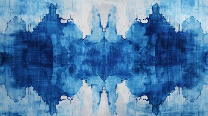 Obraz premium Abstract blue neon ikat print on dyed background