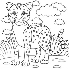 Obraz premium Adorable Cheetah Coloring Page for Kids and Adults to Enjoy