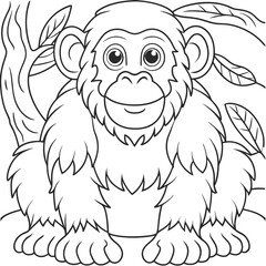 Obraz premium Charming Chimpanzee Coloring Page for Kids and Adults to Enjoy