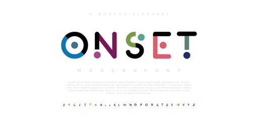 ONSET Modern unique stylish colorful typography alphabet capital letter logo design