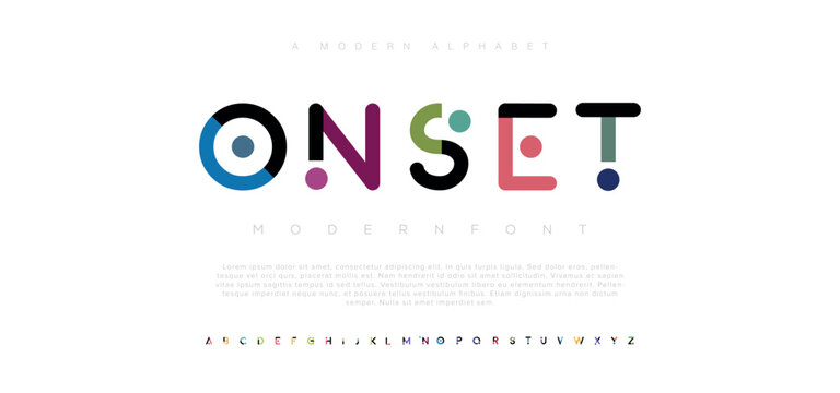 ONSET Modern unique stylish colorful typography alphabet capital letter logo design