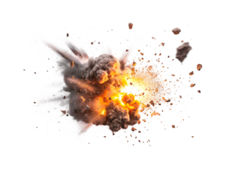 The violent explosion sent out fragments of rock, flames, sparks and dust.