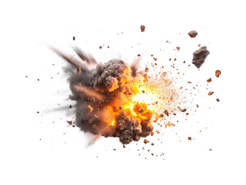 The violent explosion sent out fragments of rock, flames, sparks and dust.
