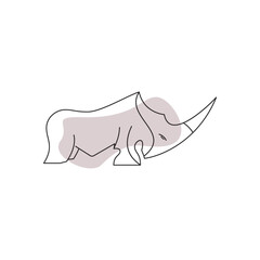 Alert rhinoceros, Outline illustration, Tattoo or logo concept.