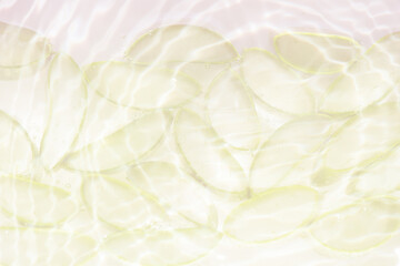 White water with ripples on the surface. Defocus blurred transparent white colored clear calm water surface texture with splashes and bubbles. Water waves with shining pattern texture background.