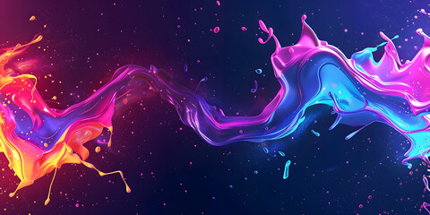 Abstract background with dynamic splashes of neon colors on a dark backdrop, suitable for nightlife-themed products or bold fashion items