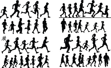 Fototapeta premium child boy vector illustration silhouette outline running walking standing toddler sports