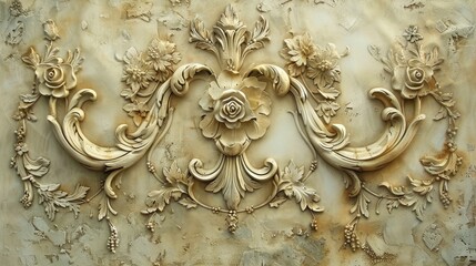 Ornate venetian stucco wall design with floral motifs