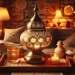 Lanterns and Candles on a Table.