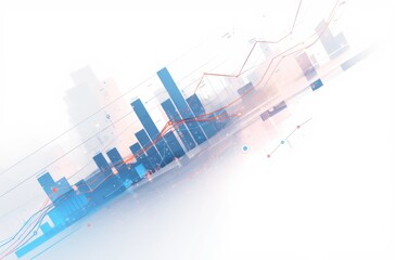 Dynamic Stock Market Trends Graph with Colorful Bar Chart on White Background