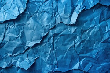 Obraz premium Blue crumpled paper background, Crumpled paper texture, Ai generated