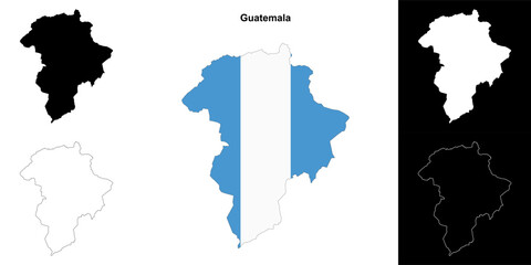Guatemala department outline map set
