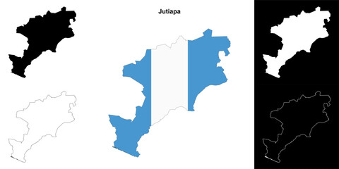 Jutiapa department outline map set
