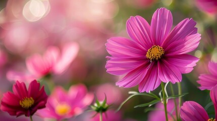 Obraz premium Fuchsia cosmos flower blooming in a garden