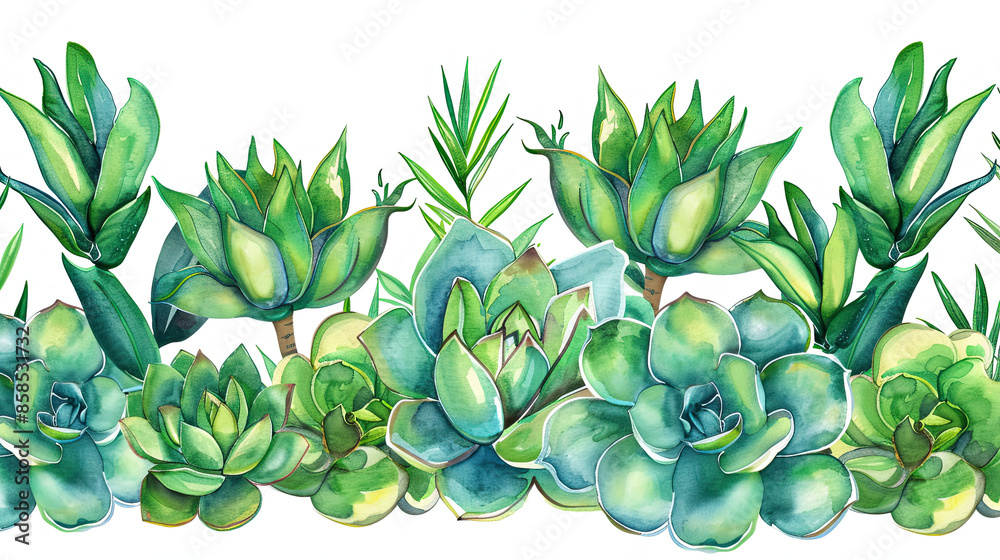 Canvas Prints succulents border pattern nature plant. isolated on white background