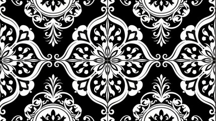 Black and white floral tile pattern