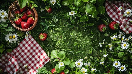 American Flag Picnic Blanket in Garden A picnic blanket with an American flag design in a garden