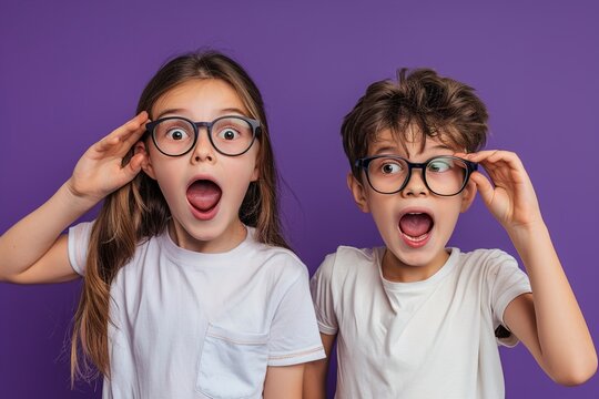 A Photo of amazed best buddies clever pupils