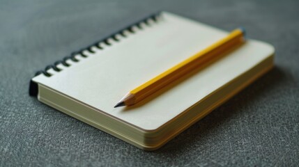Notebook and pencil on table with space for writing