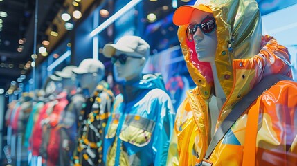 Fototapeta premium Window mannequin with designer clothes. 