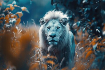 a brave nice white lion