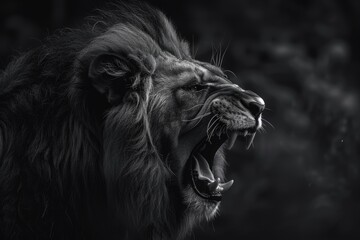 beautiful image of angry lion gray scale image looks so scary