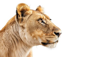 Fototapeta premium lion lioness many angles and view portrait side back head shot isolated on white background cutout