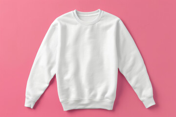 Fototapeta premium White crew neck sweatshirt mockup on pink background
