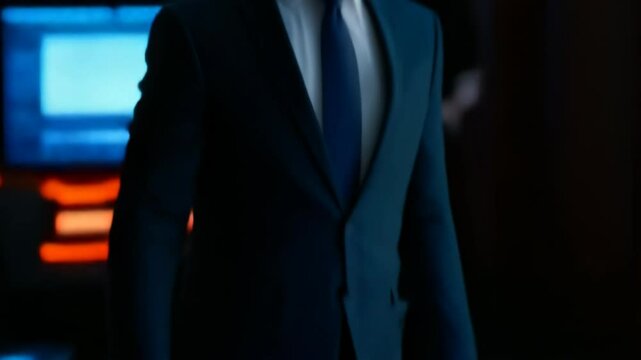 Businessperson Engaging with Futuristic Digital Interface Pressing Register Now Button for Online Registration and Technological Interaction at Night