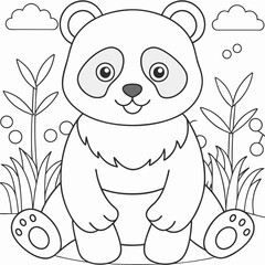 Fototapeta premium Adorable Panda Coloring Page for Kids and Adults to Enjoy