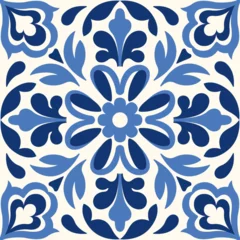 Rolgordijnen Portugal keramische tegels A ceramic tile in Turkish design. Seamless and colorful Azulejo tiles. Portuguese and Spanish decor. Islamic, Arabic, Indian, and Ottoman motifs. Hand-drawn vector artwork.  © Danchenko