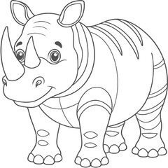 Fototapeta premium Adorable Rhinoceros Coloring Page for Kids and Adults to Enjoy