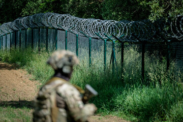 Karsava, Latvia - June 18, 2024: Latvian-Russian border, where Latvia builds fences and fortifications.