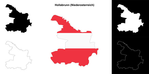 Hollabrunn blank outline map set