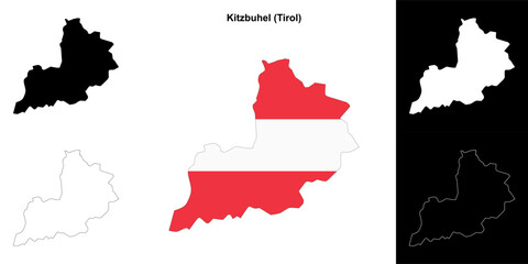 Kitzbuhel blank outline map set
