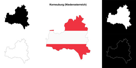 Fototapeta premium Korneuburg blank outline map set