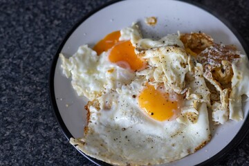 fried eggs close up