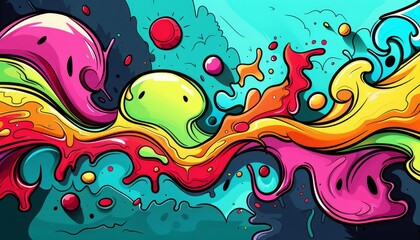 Abstract pattern with vibrant colors, dynamic shapes, contemporary art, digital illustration