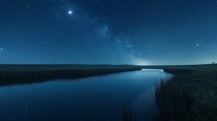 Serene Lake Qara Night View with Stars and Moon Reflection