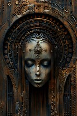 Obraz premium metallic carved relief of a female alien