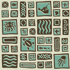 Seamless retro tiki pattern
