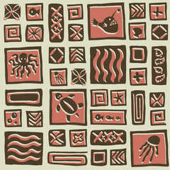 Seamless retro tiki pattern
