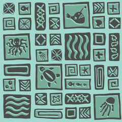 Seamless retro tiki pattern
