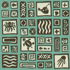 Seamless retro tiki pattern
