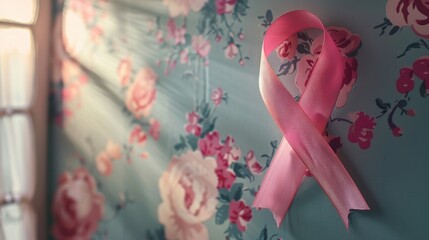 Concept of Cancer Awareness with Pink Ribbon