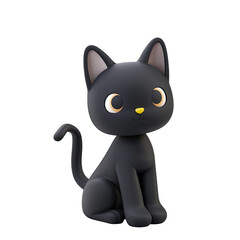 Fototapeta premium Black Cat Illustration | Isolated on Transparent & White Background | PNG File with Transparency