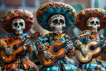 Fototapeta premium Day of the Dead Skeleton Musicians
