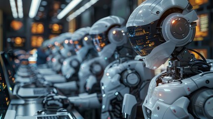 Fototapeta premium AI-enhanced corporate finance team