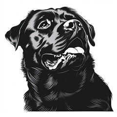 Obraz premium A black and white drawing of a rottweiler dog