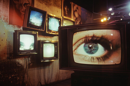Eyes of the Thought Police: A Visual Allegory of Surveillance and Control in a Dystopian Society